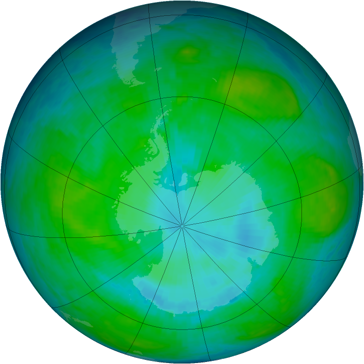 Antarctic ozone map for 21 January 1987